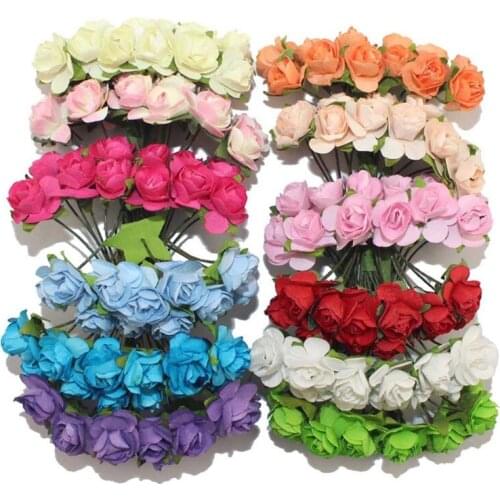 Wholesale 2cm paper mini rose artificial flower for wedding paper decoration simulation rose flower