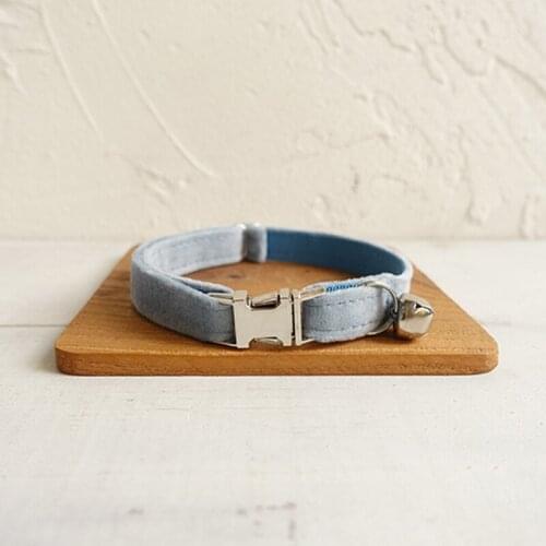 Pet Small Dog Collar THE POWDERBLUE Blue Adjustable Cat Nameplate ID 2 Sizes Poly Satin And Nylon Cat Collar Sash Small Bell