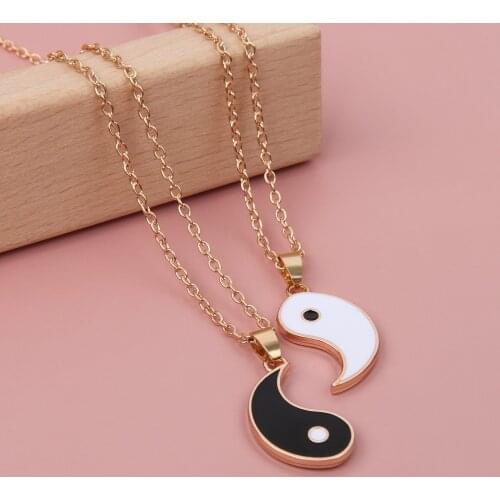 1 Pair Tai Chi Paired Pendant Couple Necklaces For Lovers Best Friends Yin Yang Long Gold Chain Necklace Fashion Jewelry Gifts