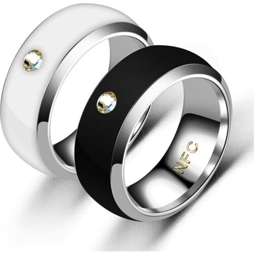 Popular 8mm Tungsten Carbide Steel noble ivory porcelain white NFC couple ring. Fashion trend mens and womens engagement acces