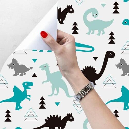 Cartoon dinosaur children room background wallpaper PVC waterproof wall paper self-adhesive DIY Furniture renovation stickers