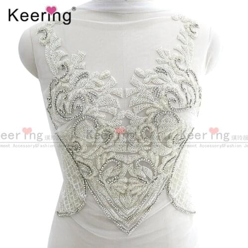 Hand-made red Rhinestone bodice applique Dress Patch For Wedding Dress WDP-255