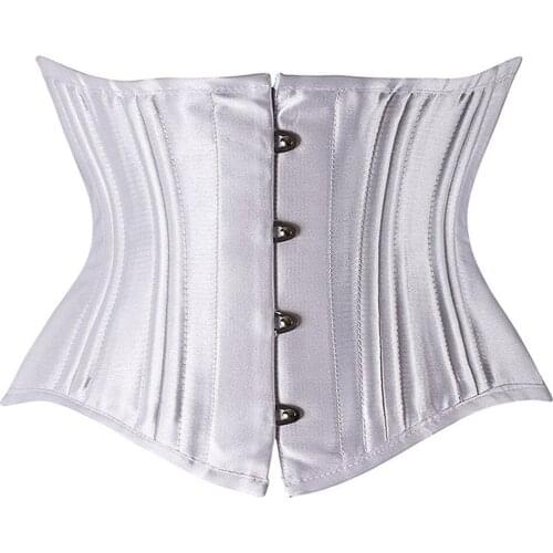 Sexy Gothic Satin 26 Spiral Steel Boned Underbust Corset Plus Size Cincher Waist Trainer Brocade Corsets Bustiers Black White
