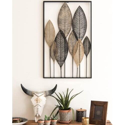 Nordic Modern Wrought Iron Forest Wall Hanging Hollow Leaves Ormaments Home Livingroom 3D Stereo Wall Sticker Mural Crafts Decor