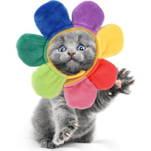 Pet Sun Flower Hat Cat Headgear Party Decoration Cat Dog Cosplay Costume Dress Up Accessories