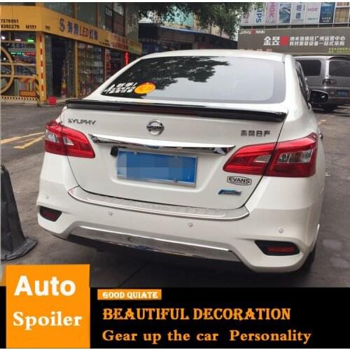 For 2012-2018 Nissan Sentra SYLPHY Spoiler With brake lights 2015 ABS Material Car Rear Wing Primer Color Trunk Rear Spoiler