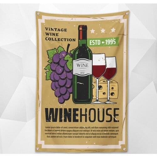 VINTAGE WINE COLLECTION Personalized Party Poster Beer Day Flag Funny Banner for College Dorm Room, Tailgates and Parties, Gift