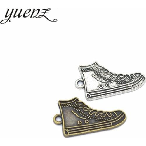 YuenZ 10pcs Antique Silver color Shoes Charms Pendants for Bracelet Necklace DIY Jewelry Making Finding Accessories 28*16mm N125
