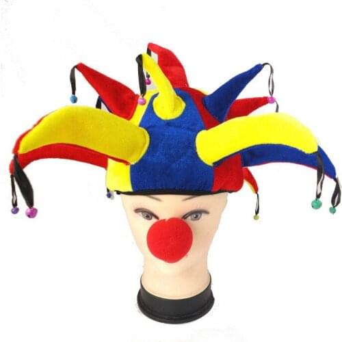 Anime hat Circus clown Auguste Color bell hat Tramp Halloween ball will be funny clown Adult funny hat turkey hat Unisex cosplay
