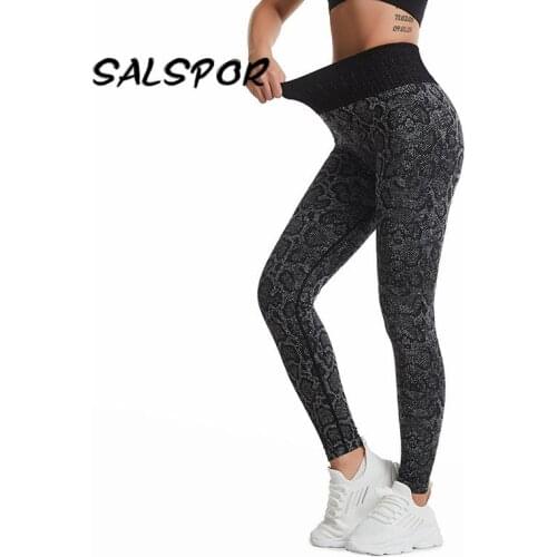 SALSPOR Snake Pattern Leggings Women Push Up Workout Leggings Fitness Sportswear Stretch High Waist Pants Sports Training Pants