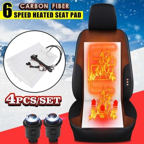 Winter Warmer Seat Covers 4pcs 6 Level 12V Carbon Fiber Universal Car Heated heating Heater Seat Pads