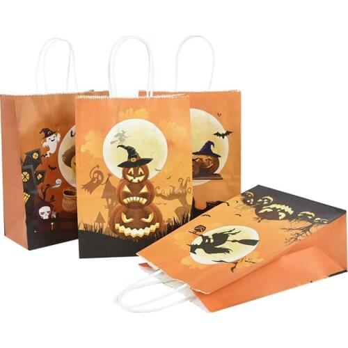 21x15x8cm Halloween Gift Bags Paper Packaging Bag for Kids Treat or Trick Halloween Cartoon Scarecrow Witch Chocolate Candy Bag