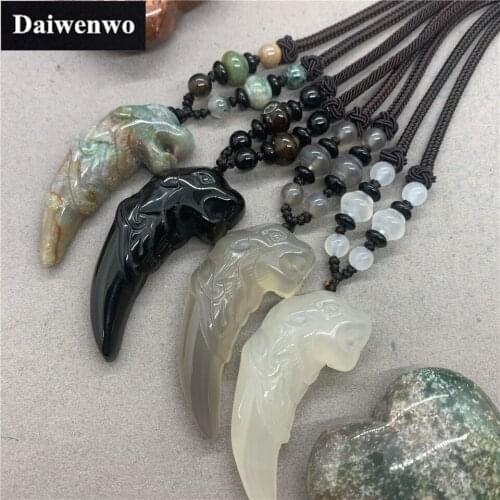 4 Color India White Black Gray Agate Faucet ivory Shape Pendant Necklace Diy