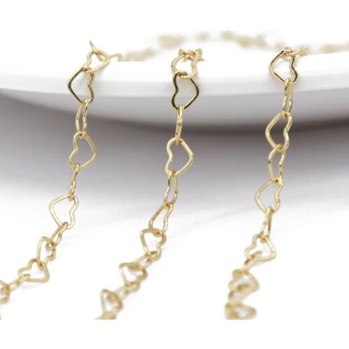 50cm Gold Love Chains Brass Necklace Chain Bracelet for Jewelry Making Findings 14k Gold Plating DIY Anklet Charms Accessories