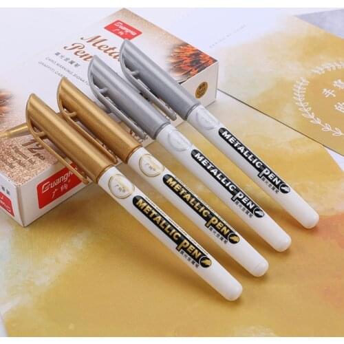6Pc Gold Silver Epoxy Resin Drawing Pen Gold Leafing Point Pen Marker Acrylic Paint Highlights Metallic Permanent Marker