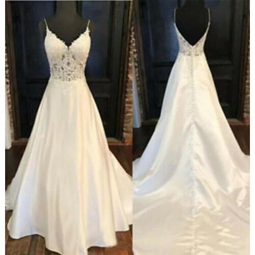 ANGELSBRIDEP Spaghetti Straps A-Line Wedding Dresses 2021 Sexy See-Through Corset Vestido De Noiva Formal Bridal Gowns