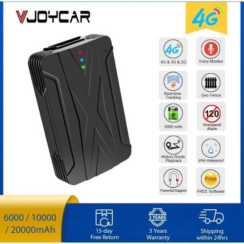 4G GPS Tracker Car Alarm 6000/10000/20000mAh Long Standby Voice Monitor Vehicle GPS Locator Waterproof Magnet Drop Shock Alert