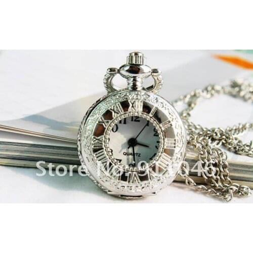 Free shipping retro necklace,hollow pocket watch necklace, watch necklace, Gift Watch 50pcs/lot Hot Sale