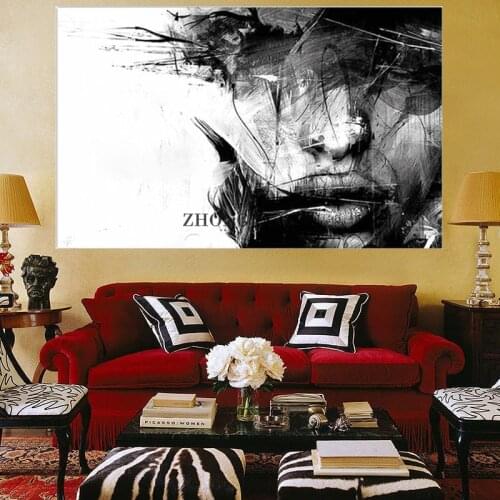 Black and White Abstract woman Canvas Painting Cuadros Modern Poster and Print Art Fashion Wall Picture For Living Room Decor