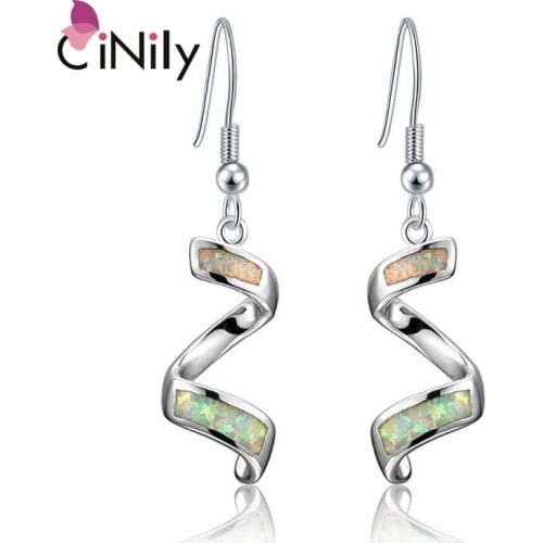 CiNily White Gold Plated for Girls Exquisite Curve Opal Earrings for Girls Jewelry