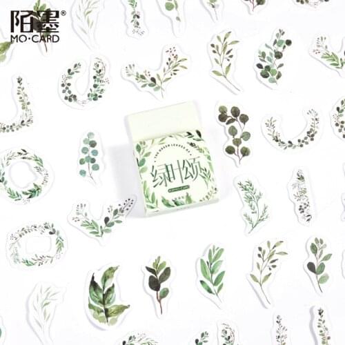 NEW 10 Boxes Decorative Plant Leaf Adhesive Mo.Card Flake Stickers for Scrapbooking Planner Bullet Journal Cute Stationery
