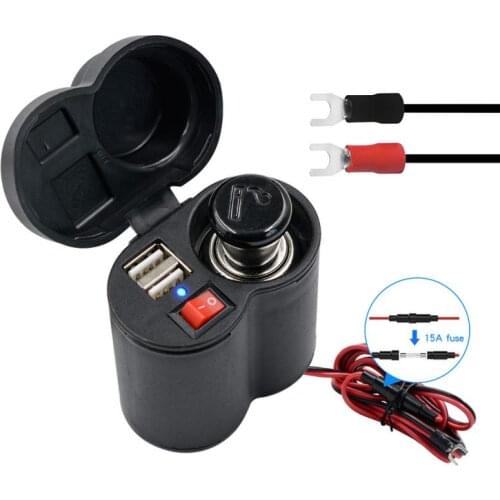 Dual USB Port 12V Motorbike Motorcycle Handlebar Charger Cigarette Lighter 5V 2.5A Adapter Power Supply Socket For Phone Mobile