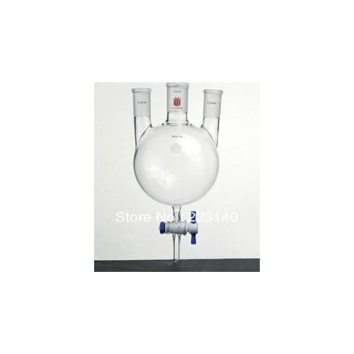 F42441L Flask, Round bottom,3-neck bottom outlet, Capacity:1000ml, Center joint:24/40, Side Joint:24/40