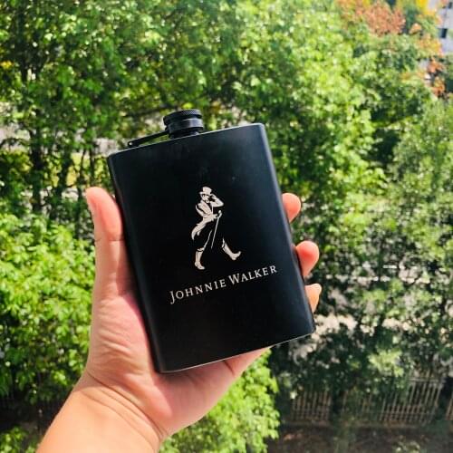 8oz 18/8 Stainless Steel Vodka Hip Flask Whisky Bottle Moscow Liquor Flagon With All Black Body Printing