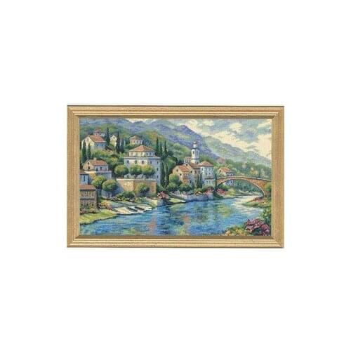 COTTON Top Quality Popular Counted Cross Stitch Kit Panorama Italian Vista Little Town House Home Scenic DIM 35246
