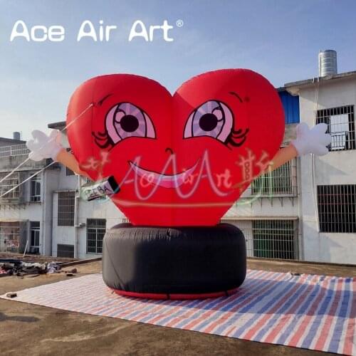 Customized Inflatable Heart Shape Balloons Airblown Cartoon Gift Love with Free Air Blower for Valentines Day Event Decoration