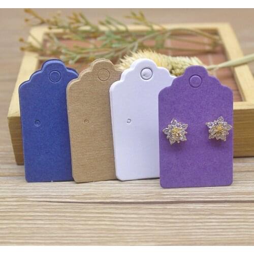 New arrival DIY earring card5x3cm 1Pair Earring Card 2021 solid color pink white paper jewelry package card tag 100pc /lot