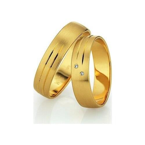 Custom yellow Gold Plating health titanium classic engagement wedding bands Rings sets for couples