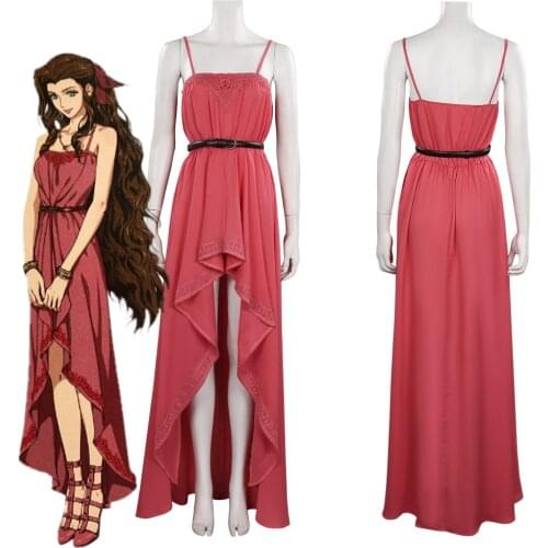 Final Fantasy VII FF7 Remake Aeris Aerith Gainsborough Cosplay Costume Dress Halloween Carnival Suit