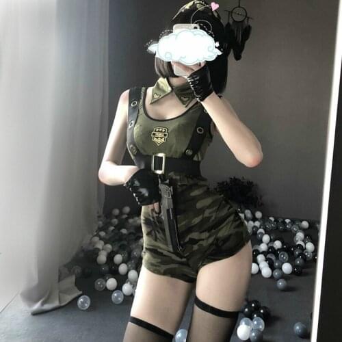 Cool Girl Army Soldier Costume Roleplay Policewoman Sexy Lingerie Dress Halloween Party Military Instructors Cosplay Uniform