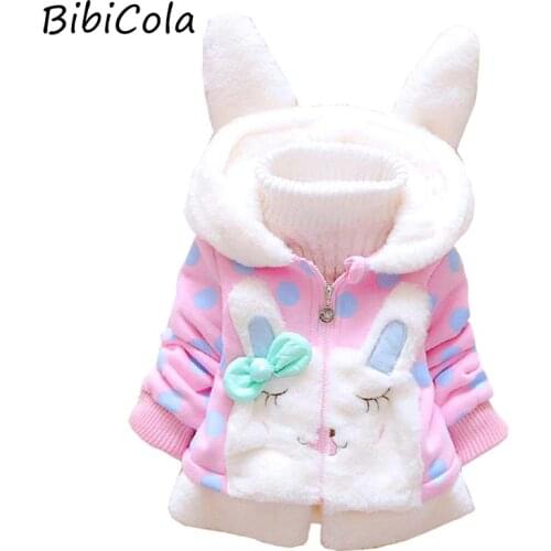 BibiCola Baby Girls Jacket Autumn Winter Hooded Warm Snowsuit Children Outerwear Coats Cartoon Rabbit Clothes Infant Outfits