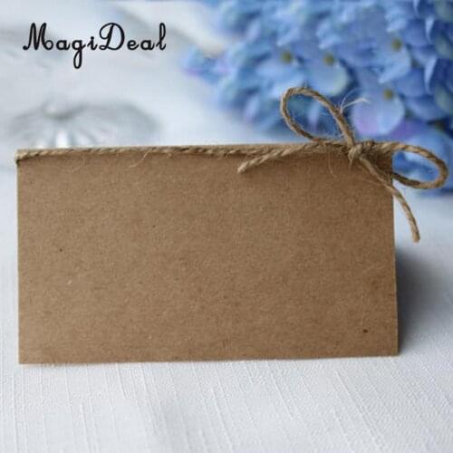 MagiDeal 150x Kraft Paper Blank Place Name Card Rustic Wedding Table Card Twine Bow