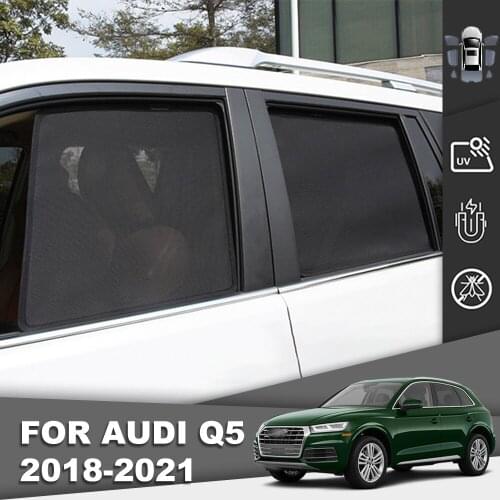Magnetic Car Sunshade Front Windshield Door Mesh Frame Curtain For Audi Q5 2018-2021 Side Window Sun Shade Vehicle Sunshield