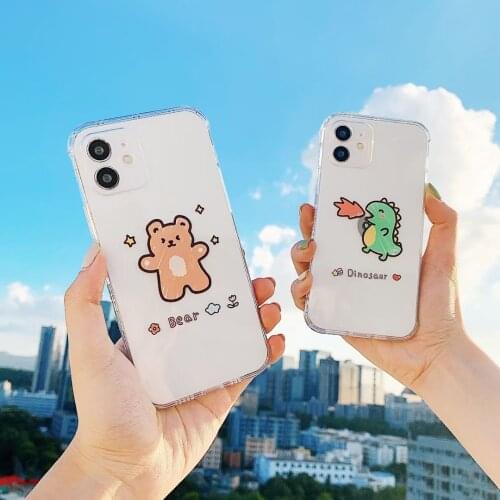 Cute Cartoon Bear Tpu Phone Case for Iphone 11 12 Promax Pro Xr Xsmax X 7 8 Plus Soft Tpu Clear Case Cover