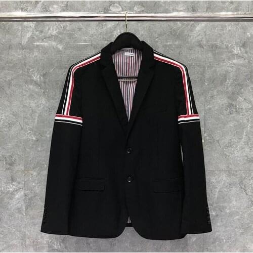 2021 Fashion Brand Formal Blazer Men British Casual Suit Mens Jacket Single Breasted Shoulder Striped Cotton Wool Coat