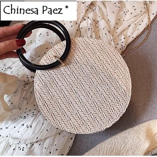 Girls Fashion Round Straw Bags Summer Style Women Handbags Bohemian Rattan Crossbody Bags Handmade Woven Beach messenger Bags