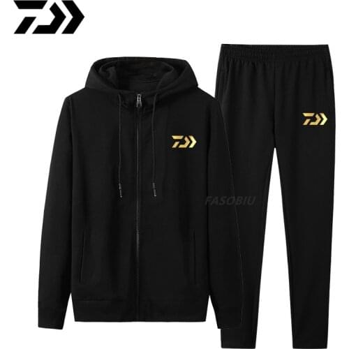 Mens Sport DAIWA Fishing Clothing Sets Men Fishing Jackets+Pants Two Pieces Sets Male Warm Sportswear Fishing Sweat Suit