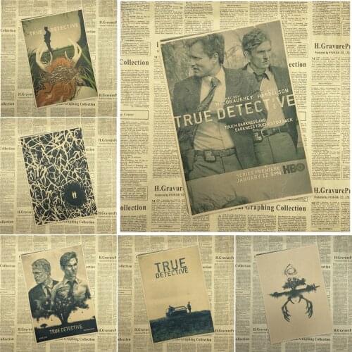 TRUE DETECTIVE Classic Retro Movie Kraft Paper Poster Bar Cafe Living Room Dining room Wall Decorative Paintings