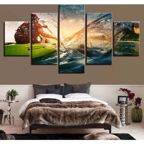 Landscape Sky Cloud Star Mountain River Hot Air Balloon 5 Piece Wall Pictures For Living Room Color Painting Art Home Decor
