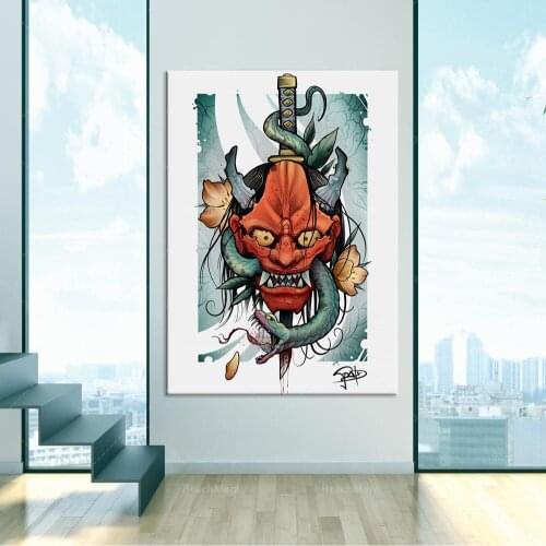 Poster Mask | Poster Tattoo | Poster Prajna Mask | Decorate Room | Printed Design Tattoo Poster
