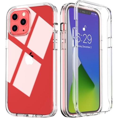Shockproof with Build-in Screen Protector Transparent Case For iPhone 11 12 Pro Max 7 8 Plus X Xs Xr Gradient Color Bumper Cover