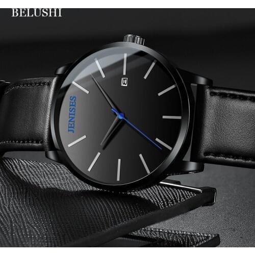 2020 New Mens Watches Ultra Thin Men Quartz Watch Luxury Brand BELUSHI Business Wristwatch For Male Clocks erkek kol saati #a