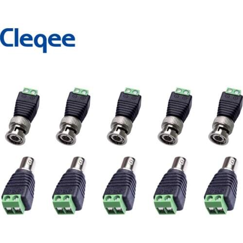 BNC Male Female Balun Connector Plug gold-plated pin for CCTV Security Camera Led Strip Cable Wire Ends Barrel Adapter