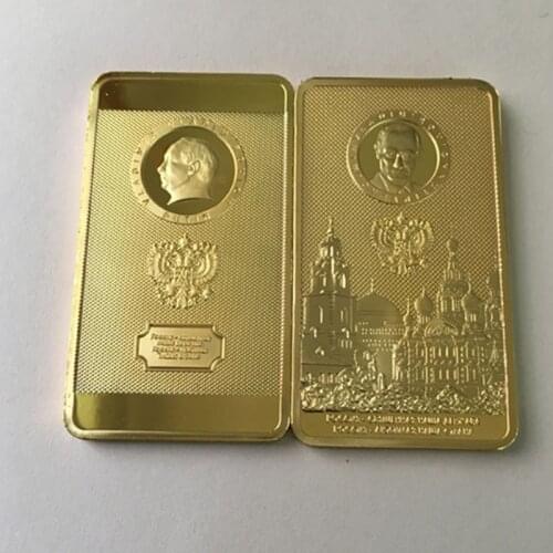 2 pcs The Putin coinpresident of Russia badge Putin Moscow kremlin 24k gold plated Russian souvenir baar coin