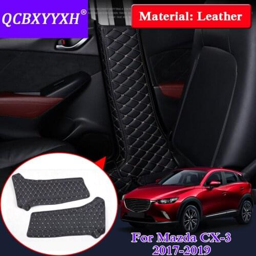 QCBXYYXH Car Styling 2pcs Leather For Mazda CX-3 2017-2019 Car Door Anti-Kick Pad Cover Internal Decoration B Pillar Covers