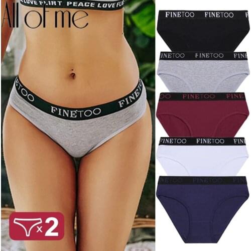 2PCS/Set Women Cotton Panties Female Underwear Sexy Briefs Lingerie Panties Female Underpants Intimate Finetoo Pantys M-XXL